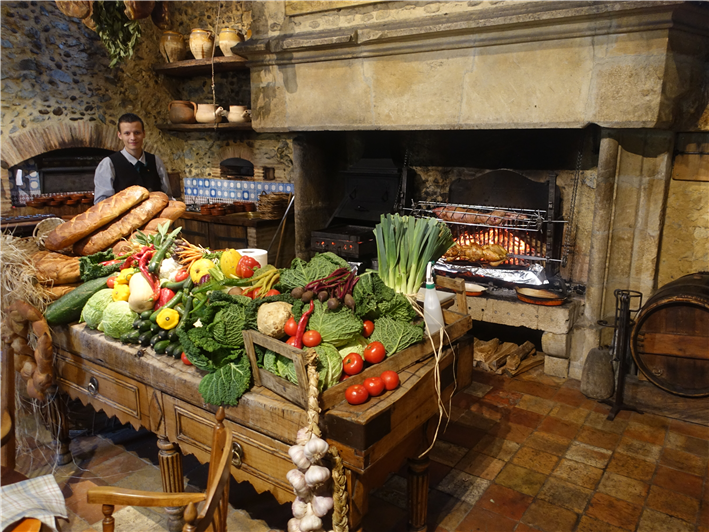 hearth with its produce display